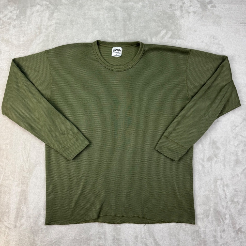 Vintage Medalist Waffle Knit Base Thermal Shirt Large Army Green Olive USA